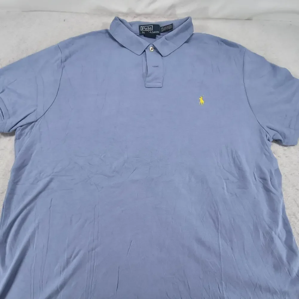 Polo by Ralph Lauren Custom Fit Casual Collared Polo Shirt Mens Size 2XL Blue